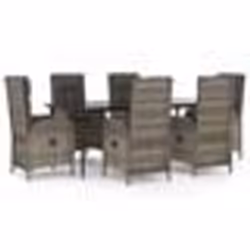 vidaXL Ensemble à manger jardin et coussins 7 pcs Noir et gris Rotin