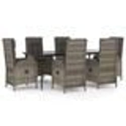vidaXL Ensemble à manger jardin et coussins 7 pcs Noir et gris Rotin