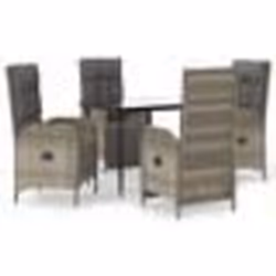 vidaXL Ensemble à manger de jardin coussins 5 pcs noir et gris