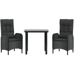 Ensemble À Manger De Jardin Avec Coussins 3 Pcs Noir Vidaxl