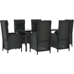 Ensemble à manger de jardin coussins 7pcs Noir Résine tressée Vidaxl