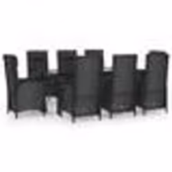 vidaXL Ensemble à manger jardin 9pcs et coussins noir résine tressée