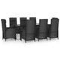 vidaXL Ensemble à manger jardin 9pcs et coussins noir résine tressée