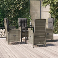 Ensemble À Manger De Jardin Coussins 5 Pcs Noir Et Gris Vidaxl