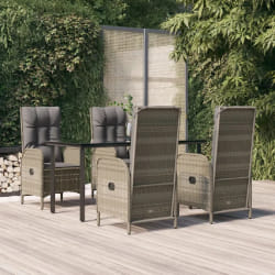 vidaXL Ensemble à manger de jardin coussins 5 pcs noir et gris