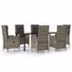 vidaXL Ensemble à manger jardin et coussins 7 pcs Noir et gris Rotin