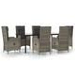vidaXL Ensemble à manger jardin et coussins 7 pcs Noir et gris Rotin