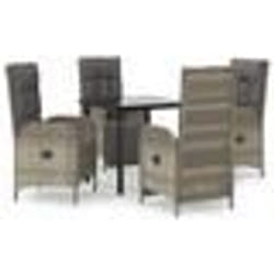 vidaXL Ensemble à manger de jardin coussins 5 pcs noir et gris