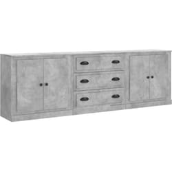 vidaXL Buffets 3 pcs gris béton bois d'ingénierie