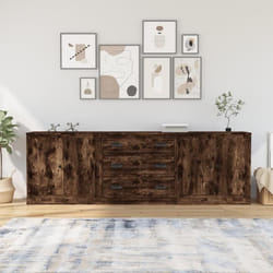 vidaXL Buffets 3 pcs Chêne fumé Bois dingénierie 3185220