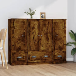 vidaXL Buffets 3 pcs chêne fumé bois d'ingénierie