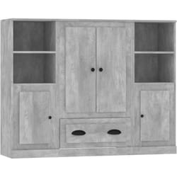 vidaXL Buffets 3 pcs gris béton bois d'ingénierie