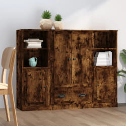 vidaXL Buffets 3 pcs chêne fumé bois d'ingénierie