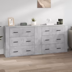 vidaXL Buffets 2 pcs gris béton bois d'ingénierie