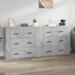 vidaXL Buffets 2 pcs gris béton bois d'ingénierie