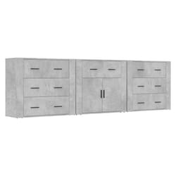 vidaXL Buffets 3 pcs gris béton bois d'ingénierie