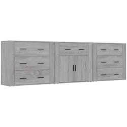 vidaXL Buffets 3 pcs Sonoma gris Bois d'ingénierie