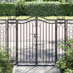 vidaXL Portail de jardin noir 121x8x120 cm fer forgé