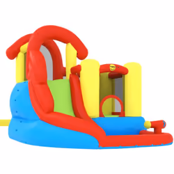 Ce château gonflable avec toboggan et piscine de la marque Happy Hop est l'aire de jeu idéale pour les enfants, qui peuvent a ...