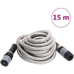 Tuyau d'arrosage et buse de pulvérisation argenté 0,6" 15m inox