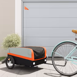 vidaXL Remorque de vélo noir et orange 45 kg fer