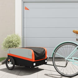 vidaXL Remorque de vélo noir et orange 45 kg fer