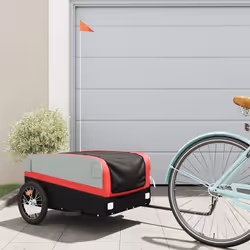 vidaXL Remorque de vélo noir et rouge 45 kg fer