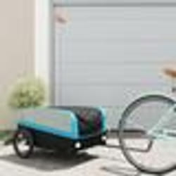 vidaXL Remorque de vélo noir et bleu 45 kg fer