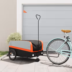 vidaXL Remorque de vélo noir et orange 45 kg fer