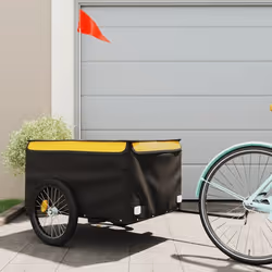 vidaXL Remorque de vélo noir et jaune 45 kg fer