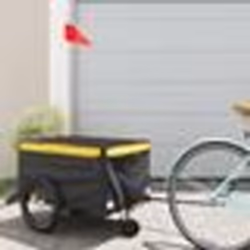 vidaXL Remorque de vélo noir et jaune 30 kg fer