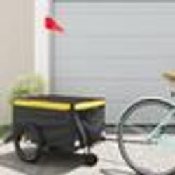 vidaXL Remorque de vélo noir et jaune 30 kg fer