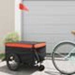 vidaXL Remorque de vélo noir et orange 45 kg fer