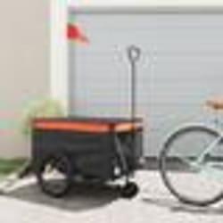 vidaXL Remorque de vélo noir et orange 45 kg fer