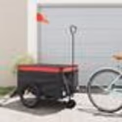 vidaXL Remorque de vélo noir et rouge 45 kg fer