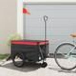 vidaXL Remorque de vélo noir et rouge 45 kg fer
