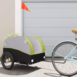 vidaXL Remorque de vélo noir et vert 45 kg fer