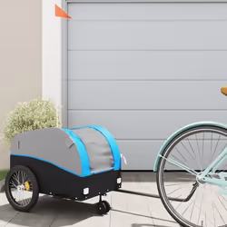 vidaXL Remorque de vélo noir et bleu 30 kg fer