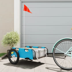 Remorque de vélo cargo bleu tissu oxford et fer