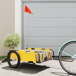 Remorque de vélo cargo jaune tissu oxford et fer