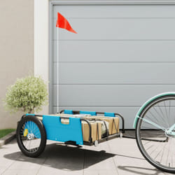 Remorque de vélo cargo bleu tissu oxford et fer