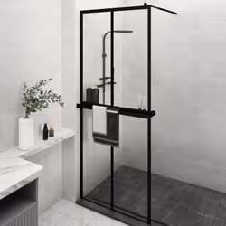 Apportez une nouvelle apparence esthétique à votre salle de bain avec notre paroi de douche moderne avec étagère ! Matériau s ...