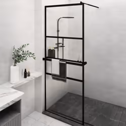 Apportez une nouvelle apparence esthétique à votre salle de bain avec notre paroi de douche moderne avec étagère ! Matériau s ...