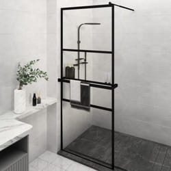 Paroi de douche avec étagère Noir 80x195 cm Verre ESG&Aluminium Vidaxl