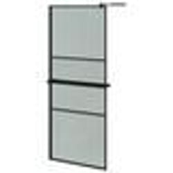 vidaXL Paroi de douche avec étagère Noir 80x195 cm Verre ESG&Aluminium