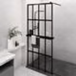 vidaXL Paroi de douche avec étagère Noir 90x195 cm Verre ESG&Aluminium