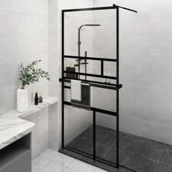 Vidaxl - Paroi de douche avec étagère Noir 90x195 cm Verre ESG&Aluminium