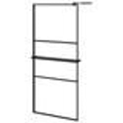 vidaXL Paroi de douche avec étagère Noir 90x195 cm Verre ESG&Aluminium