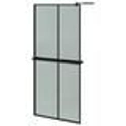 vidaXL Paroi de douche avec étagère Noir 90x195 cm Verre ESG&Aluminium