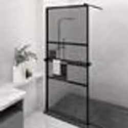 vidaXL Paroi de douche avec étagère Noir 90x195 cm Verre ESG&Aluminium